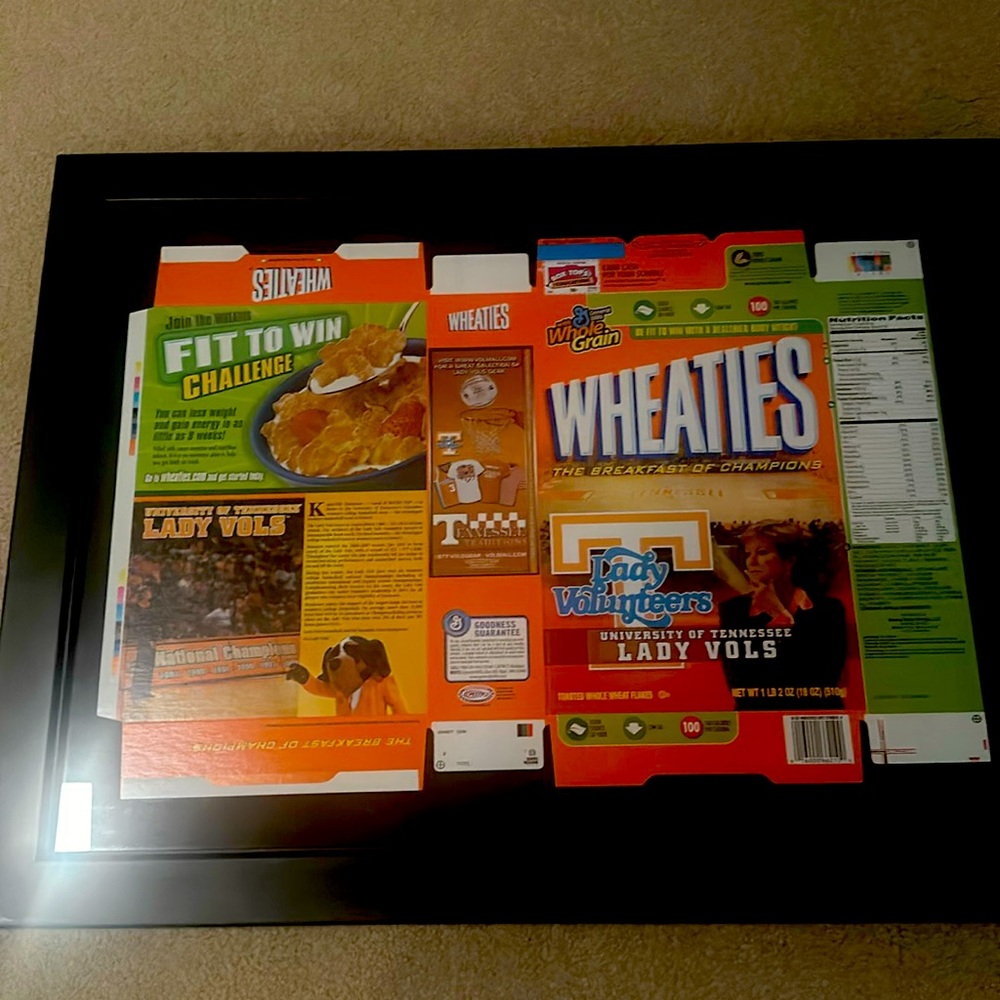 Framed in plexi-glass.  Wheaties box like new.